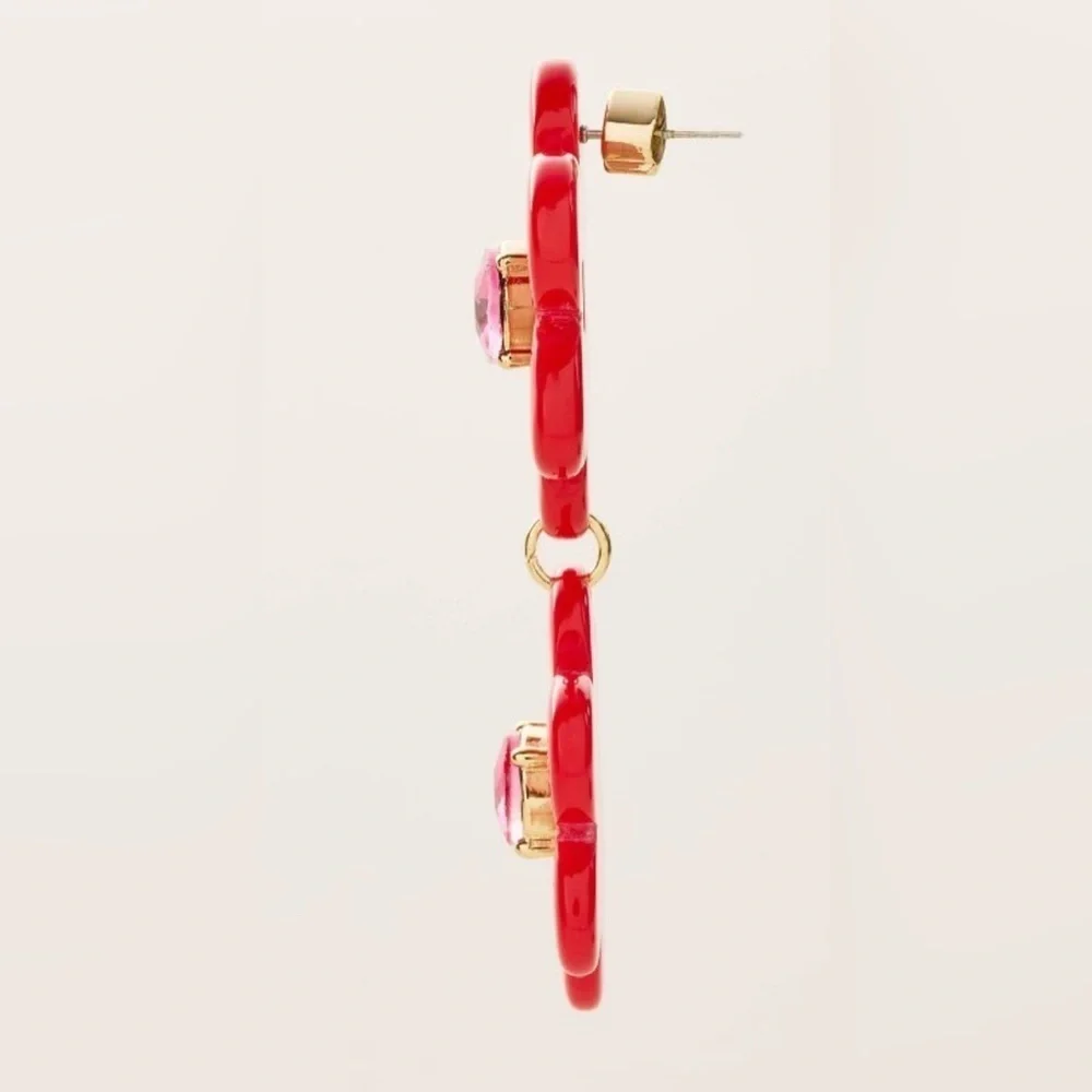 Kate Spade x Target Floral Linear Red Earrings • NIB